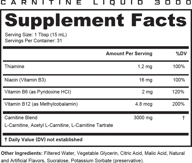 Cutler Nutrition Liquid L-Carnitine Supplement - Fat Burner with Acetyl L-Carnitine & L-Carnitine Tartrate for Absorption, Energy & Muscle Support