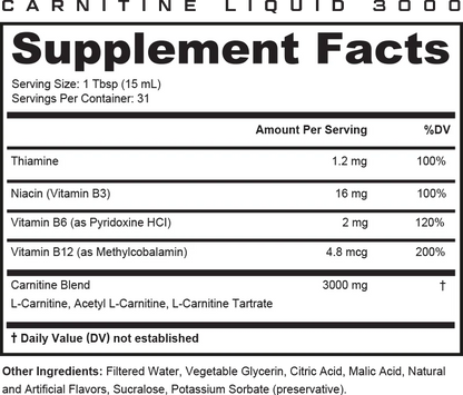 Cutler Nutrition Liquid L-Carnitine Supplement - Fat Burner with Acetyl L-Carnitine & L-Carnitine Tartrate for Absorption, Energy & Muscle Support